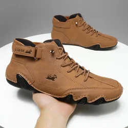 Leather Shoes For Men Casual Sneakers 2023 Waterproof Motorcycle Ankle Boots Italian Brand Men Shoes Luxury High Quality Loafers