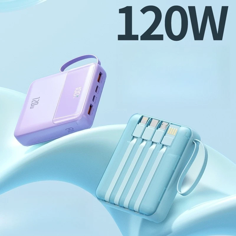 20000mAh New Ultra-thin Wired Super Fast Charging Power Bank with Large Capacity Outdoor Portable Handheld Power  Bank