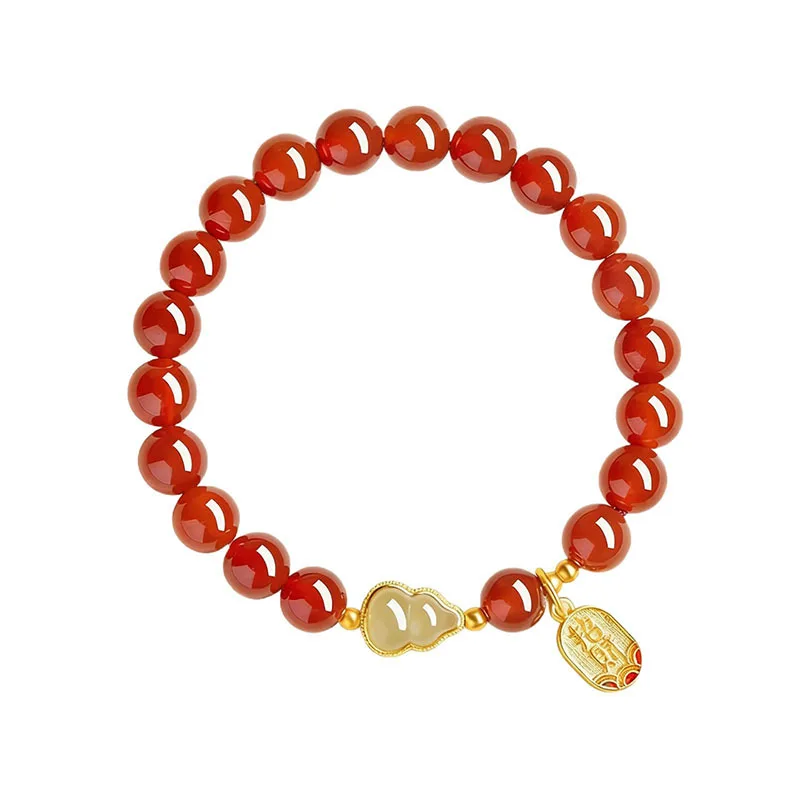 

Natural Red Agate Bracelet for Women 2026 Year of the Horse Zodiac Red Fortune Bead Hand Jewelry Gifts