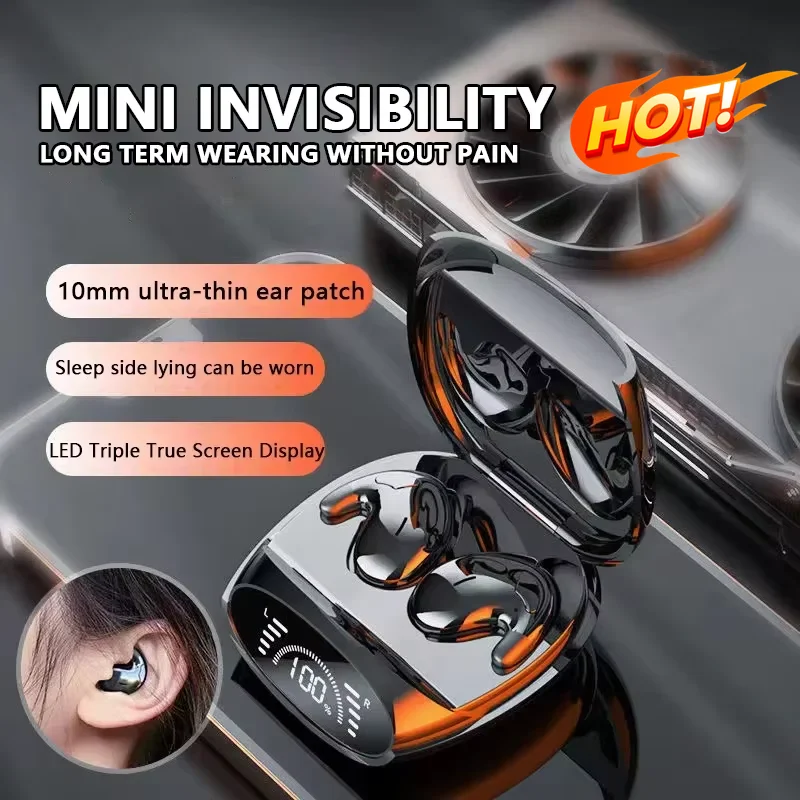 2026 Sleep Invisible Earphones Waterproof Noise Reduction Wireless Bluetooth With Microphone For Iphone Huawei Samsung New
