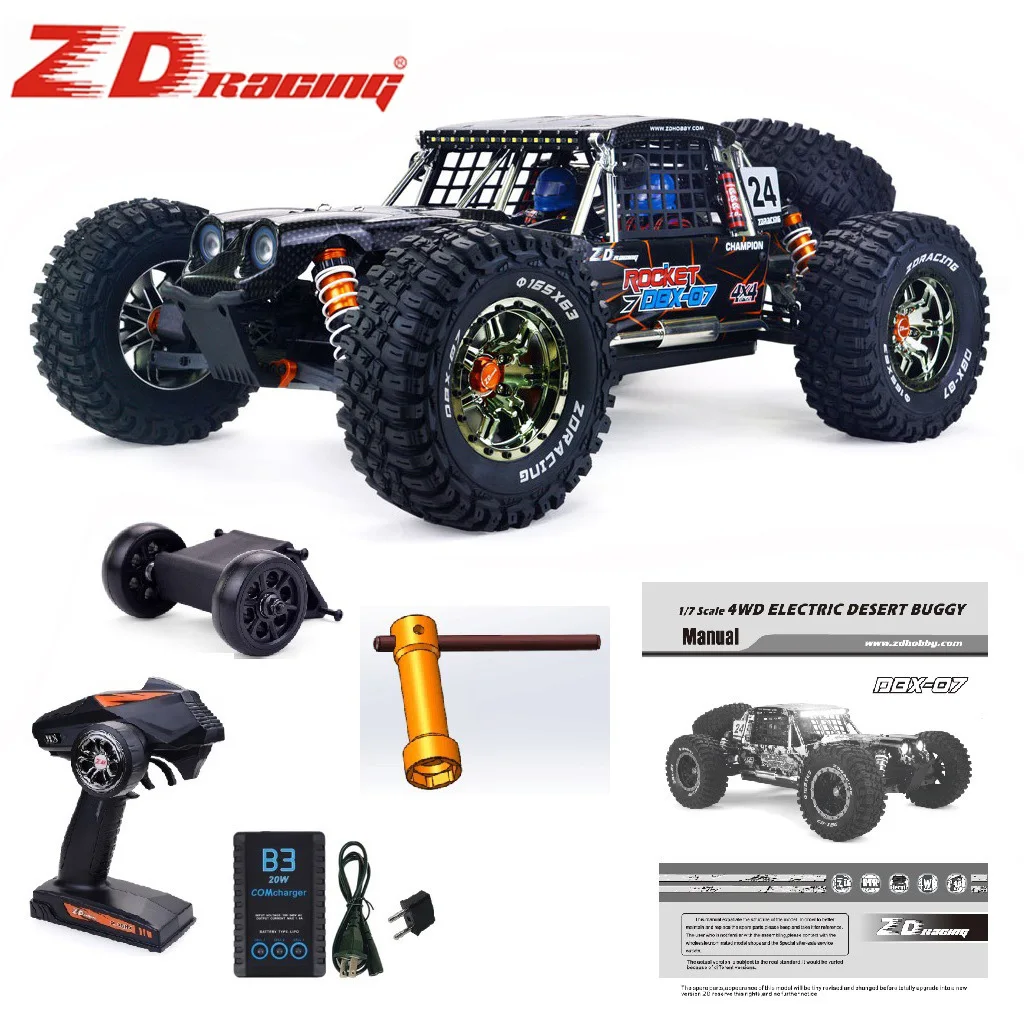 ZD รถแข่ง DBX-07 mobil RC 1/7 2.4กรัม4WD 80กม./ชม. โมเดลของเล่นไฟฟ้าระยะไกลแบบไร้แปรงถ่าน RTR ความเร็วสูง