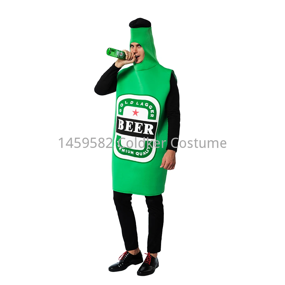 Funny Adult Beer Costume Unisex sponge Whisky Rum Bottle Beer Bottle Can Jumpsuits Halloween Costumes Beer Festival Purim Cos