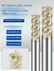 Titanium alloy special 68 degree tungsten steel milling cutter with 4 edges, U-shaped groove, efficient seismic resistance