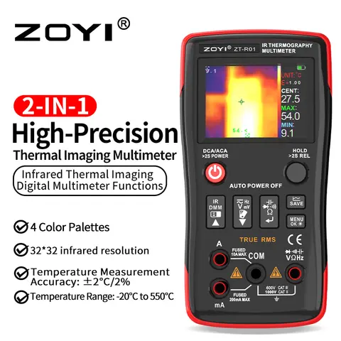 ZOYI ZT-R01 Professional 2-in-1 Digital Multimeter with IR Camera Thermal Imaging Multimeter 32x32 Resolution 25000countsT-RMS