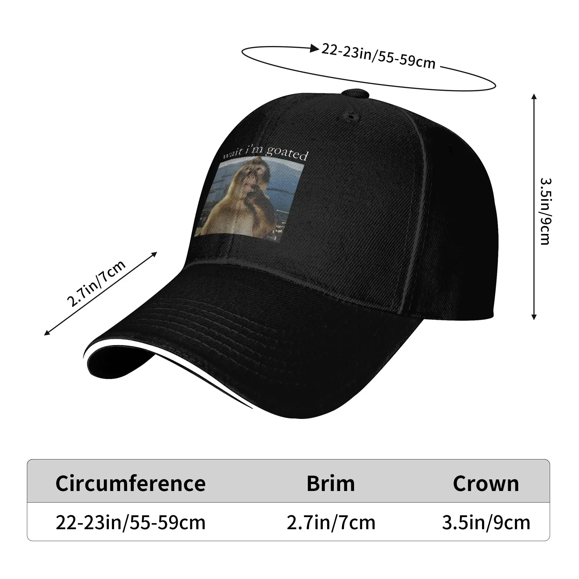 Wait Im Goated Monkey Meme Casual Baseball Cap Spring  Trucker Hat Sun Visor Tennis Skate Unisex Men Fashion Baseball Caps