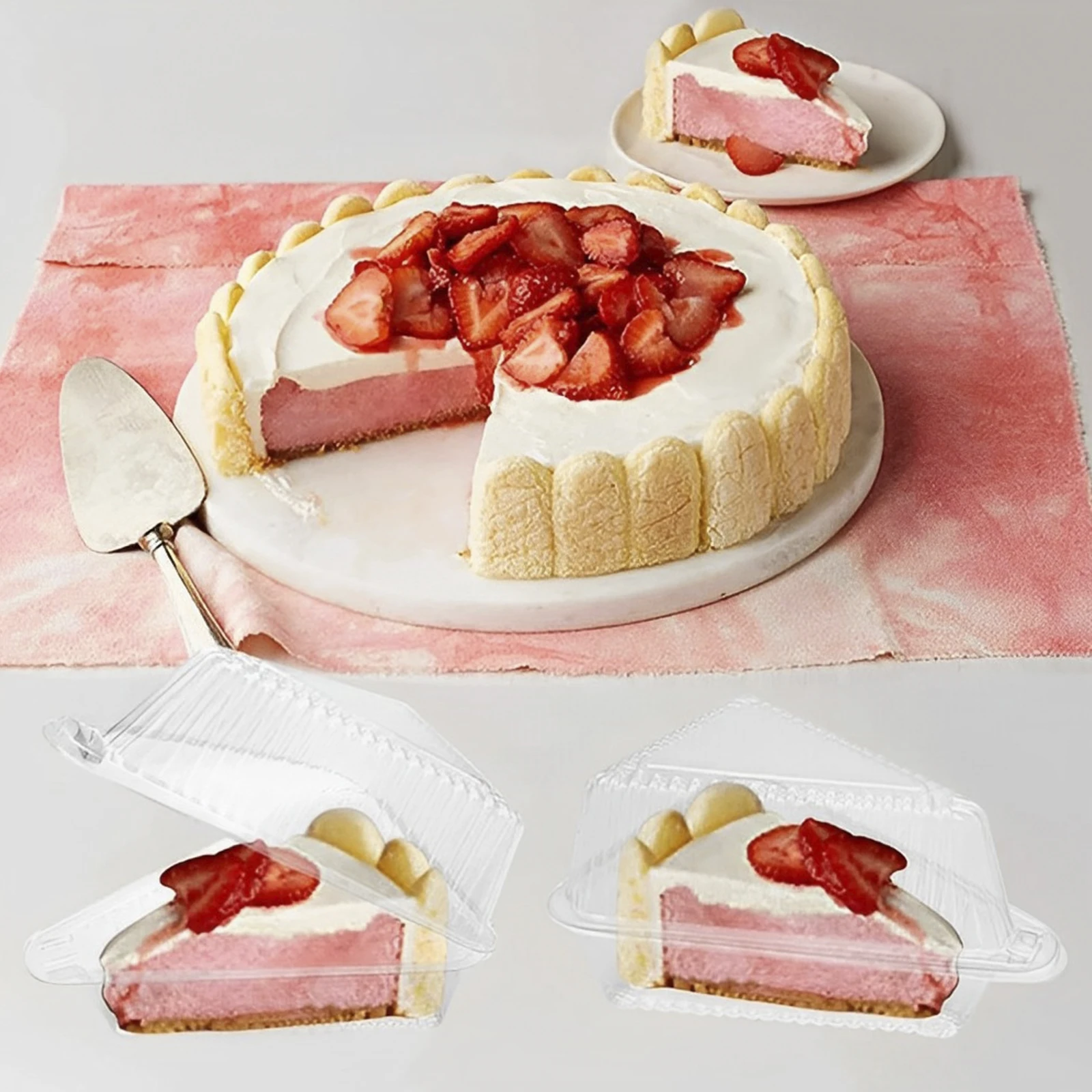 100Pcs Cake Slice Boxes Reusable with Lid