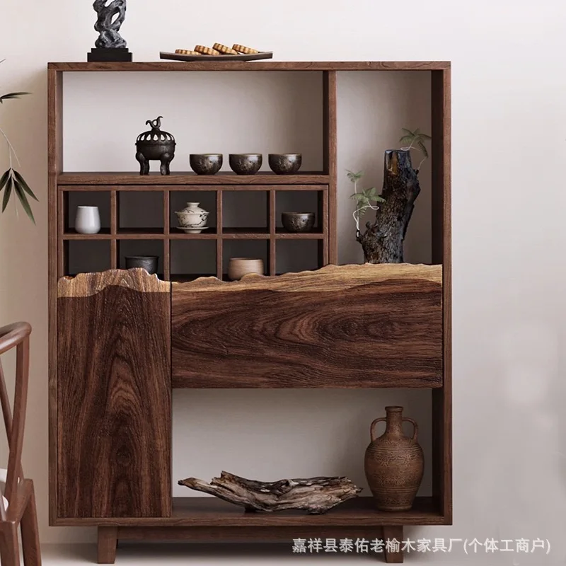 Retro nostalgic elm bogu frame Duobao Pavilion living room storage side cabinet solid wood tea room tea set storage locker