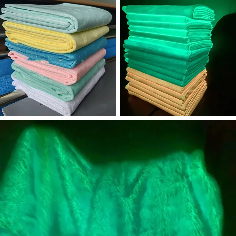 

100x160cm Glow in The Dark Plush Fabric Luminous Velvet Cloth Fluorescence Designer Fabrics for DIY Sewing Toy Down Jacket Coat