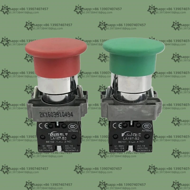 

1 pcs Mush-room He-ad But-ton Swi-tch LA167-B2-BC31 BC42 Red and Green Power Start Stop