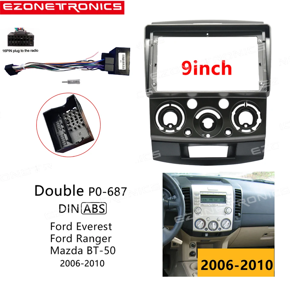 Car Frame Fascia  For Ford Everest Ranger Mazda BT-50 BT50 2006-2010 Android Radio Dash Fitting Panel Kit  Canbus Box