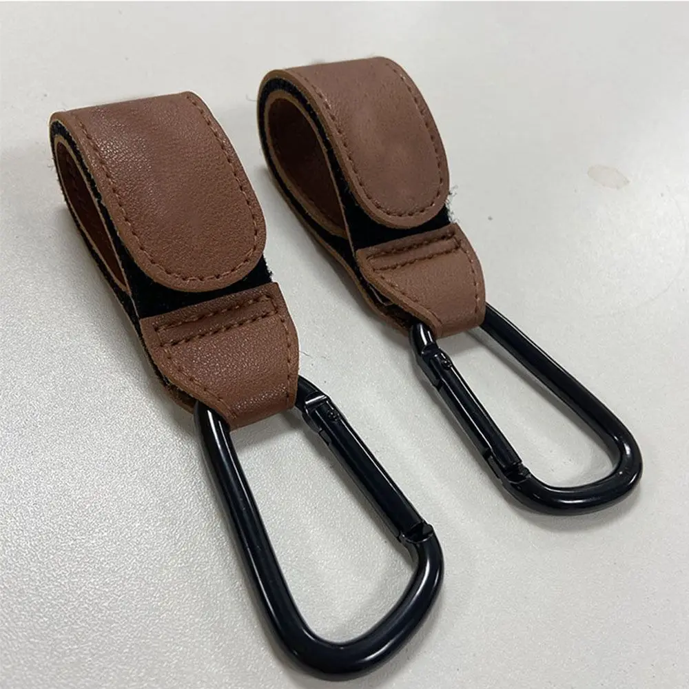 PU Leather Aluminum Alloy Carabiner Stroller Accessories Stroller Hooks Clips Cart Organizer Pram Hook Baby Bag Stroller Hook