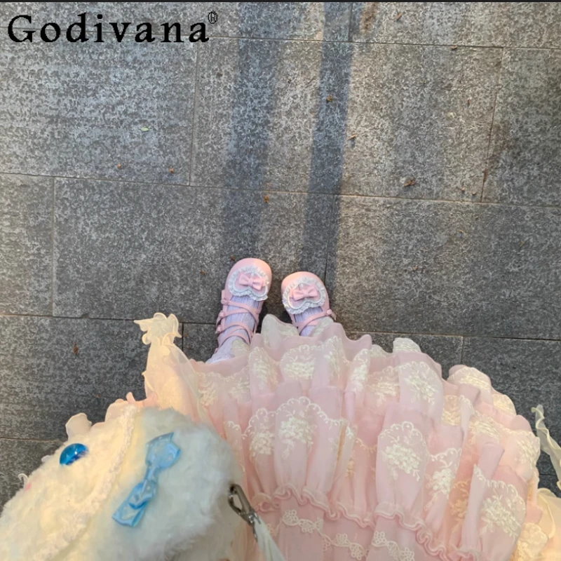 

Sweetheart Girl Dream Japanese Original Lolita Low Heel Single Shoes Round Head Sweet Cute Lace Bow Small Leather Shoes