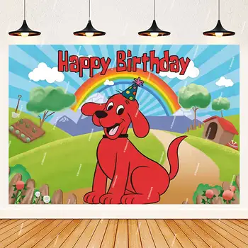 可愛卡通大紅狗克利福德主題背景 兒童生日派對裝飾 乙烯基橫幅 攝影道具 兒童禮物 12 最佳銷售 大紅狗克利福德 - №7
