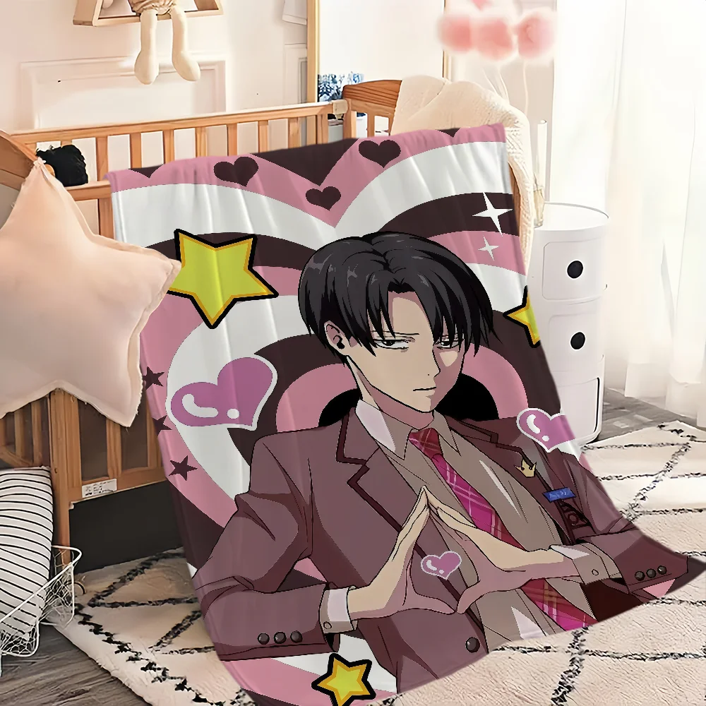 classic hot anime art cool L-Levi Ackerman chibi Flannel warm comfort soft plush blanket sofa living room bedroom travel gift