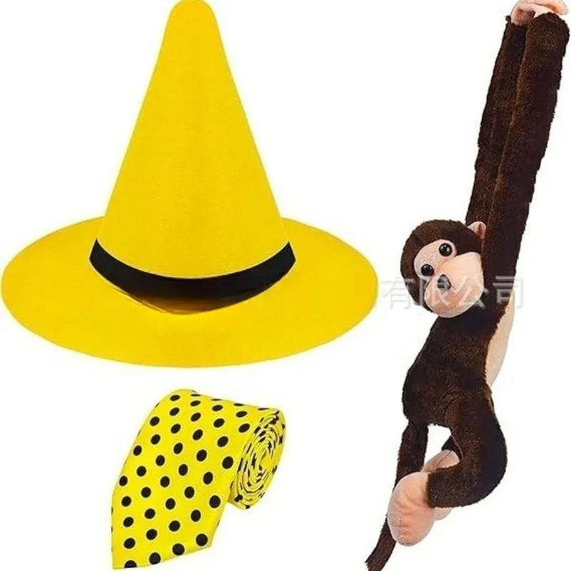 

Halloween Party Costume Accessories Curiosity Monkey Character Decoration Yellow Mr Hat Theme Party Cosplay Dress up Props