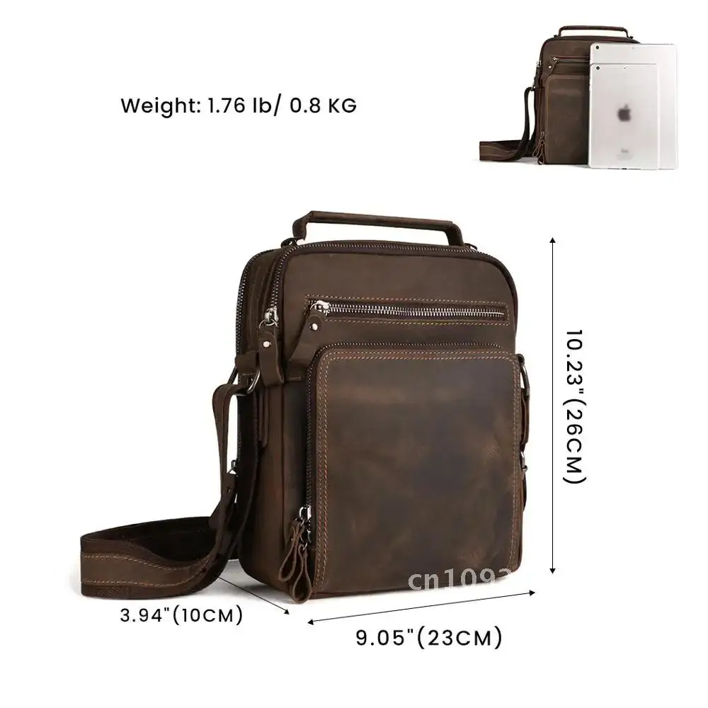 Echt lederen tas voor heren Vintage handtassen Kleine klep Heren schoudertas Casual kantoor Messenger Bags Crossbody tas