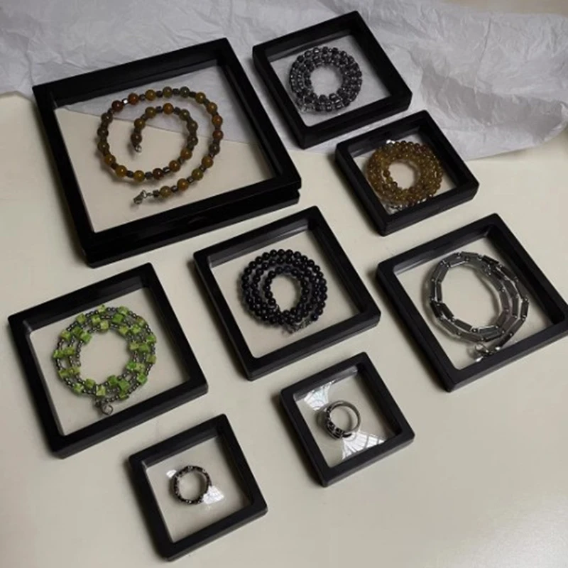 

10Pcs PE Film Suspension Box Transparent Jewelry Ring Box Display Box Accessory Storage Box Accessory Box 7x7cm/9x9cm/11x11cm