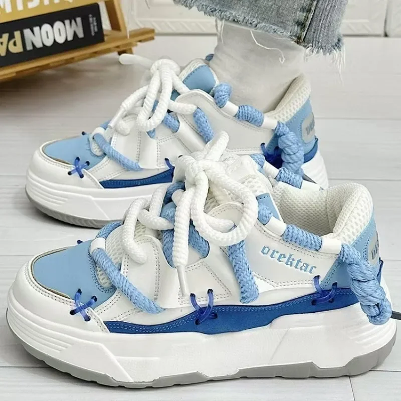 Zapatos de pan para mujer, zapatos de plataforma para primavera y otoño, zapatos deportivos con aumento, zapatillas informales versátiles de suela gruesa