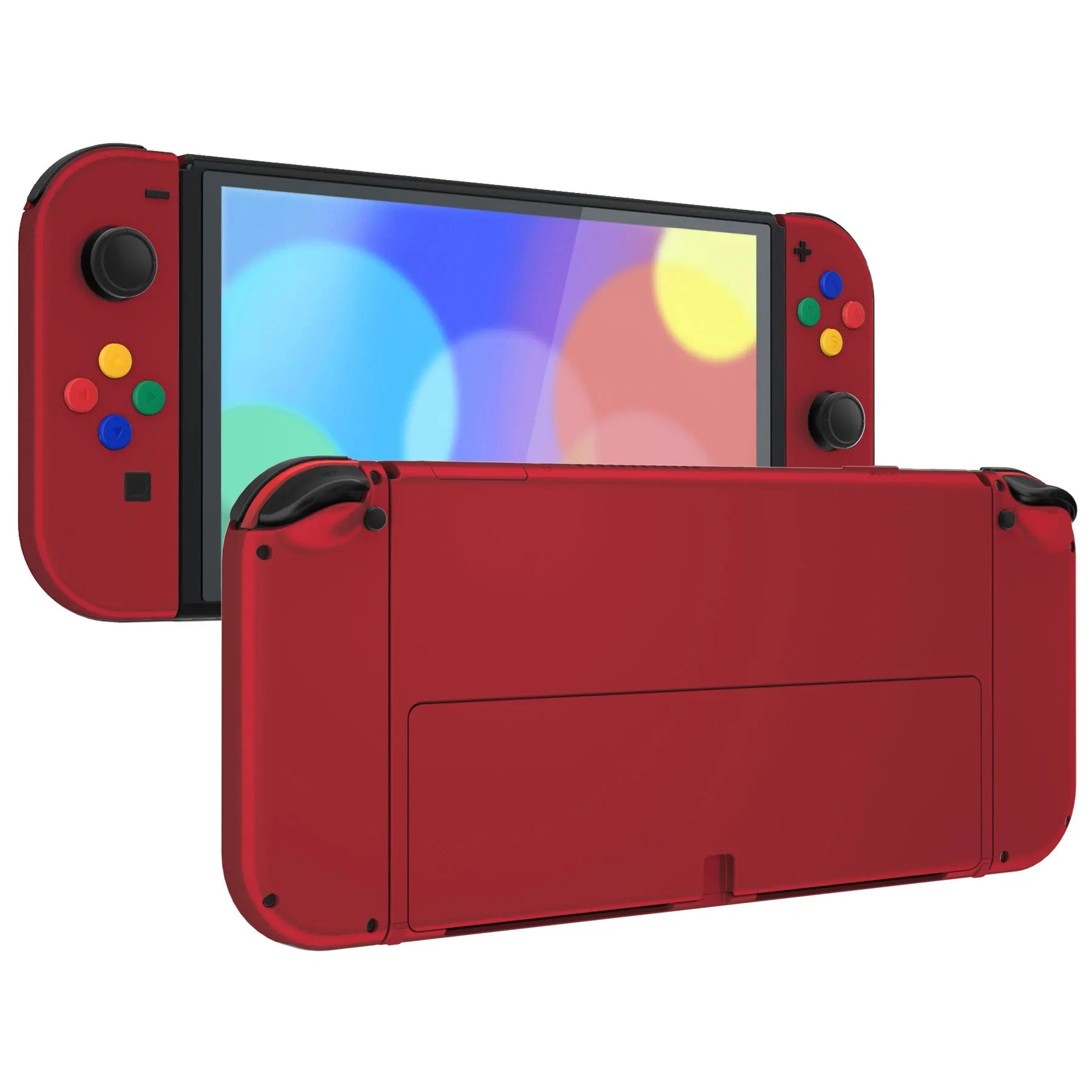 eXtremeRate Custom Full Set Shell, Replacement Back Plate Metal Kickstand, Joycon Housing Buttons for Nintendo Switch OLED