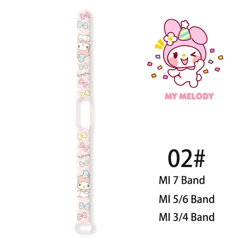 Nuovo cinturino in Silicone Sanrio Kuromi per Xiaomi Mi Band 7 6 3 5 4 Kawaii Anime Melody Girls cinturino di ricambio braccialetto