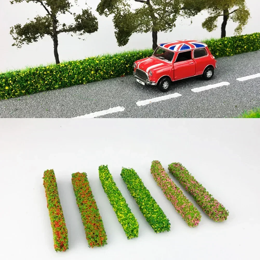 8Pcs Mix Flower Bush Hedge Strips Model Scenery Dioramas Decor Train Layout Plastic Sandtable Model Scenery DIY Toys For Child