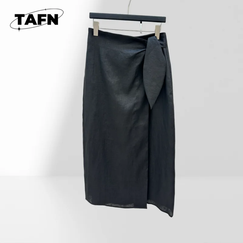 Vacation Style Wear Strap Design Linen Long Skirt Advanced Texture Trendy and Beautiful Flowy Design for Elegant AG2208