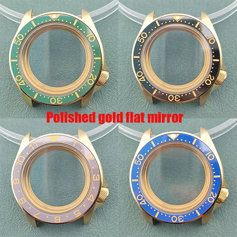 

41mm 120 Click Watch NH34 NH35 NH36 Movement SKX 007 Polished gold Flat Mirror 316L stainless steel sapphire glass