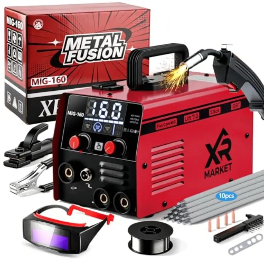 

160Amp 3 IN 1 Welder, Flux Core Welder/Lift TIG/Stick Welding hine, Auto Darkening Welding Glasses MIG Welder, Portable MINI We