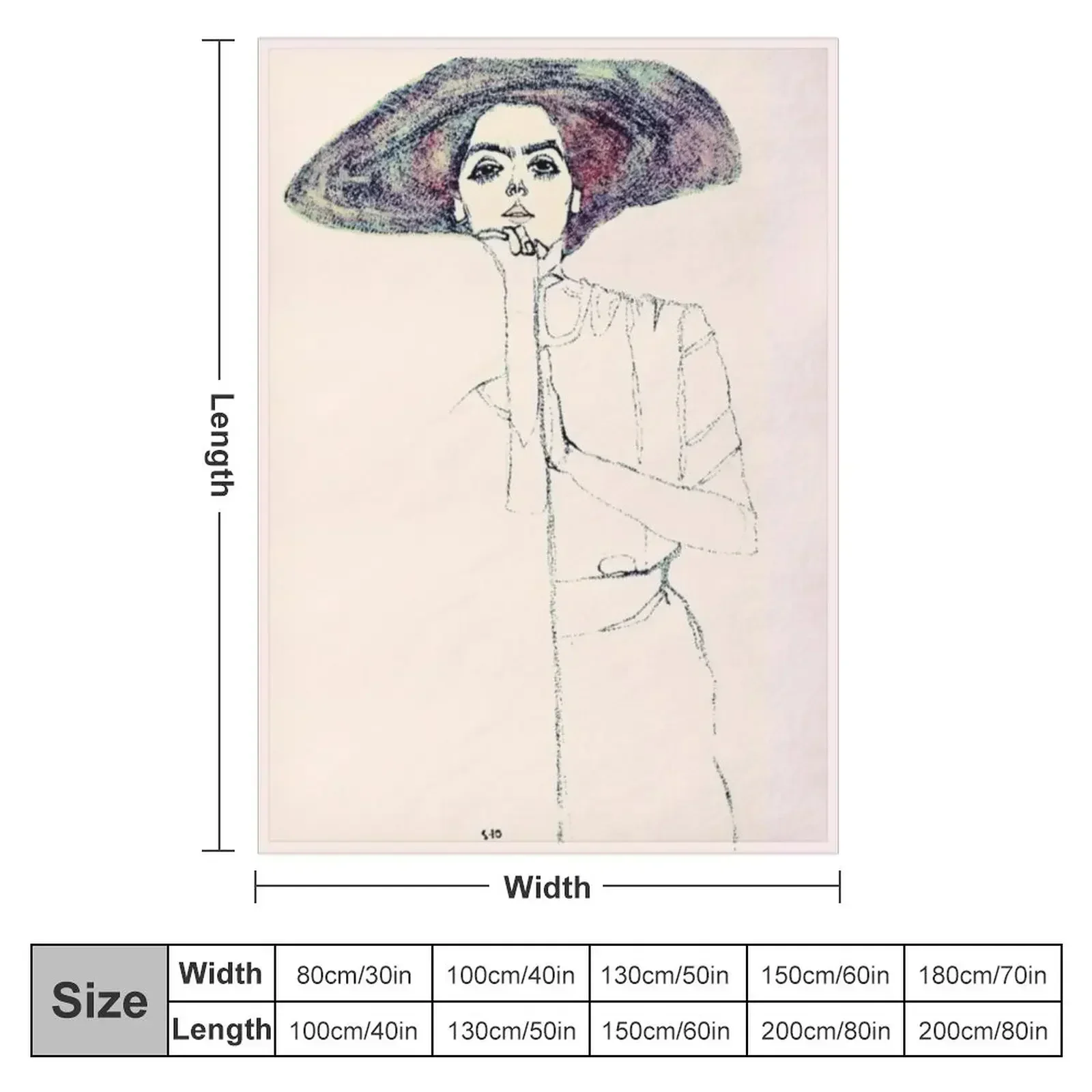 Egon Schiele Portrait of a Woman | Retro Portrait of a Girl Throw Blanket manga Plush warm for winter Bed Fashionable Blankets