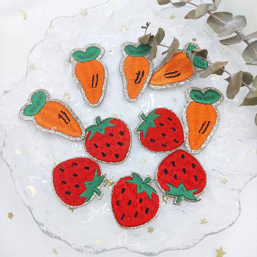 Strawberry Carrot Self-adhesive Embroidery Patch Sequin Patch Decorative Clothing Bags Shoes Hats DIY Phone Cases Stationery