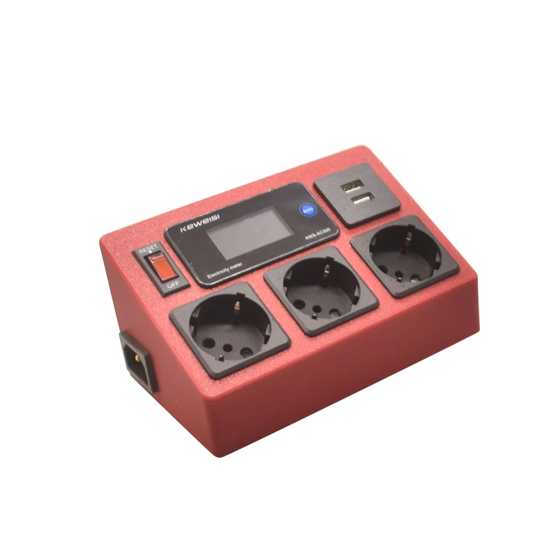 Desktop Power Strip Table Socket with Switch 3ways EU Socket 2USB Port Voltmeter Ammeter,C14 interface