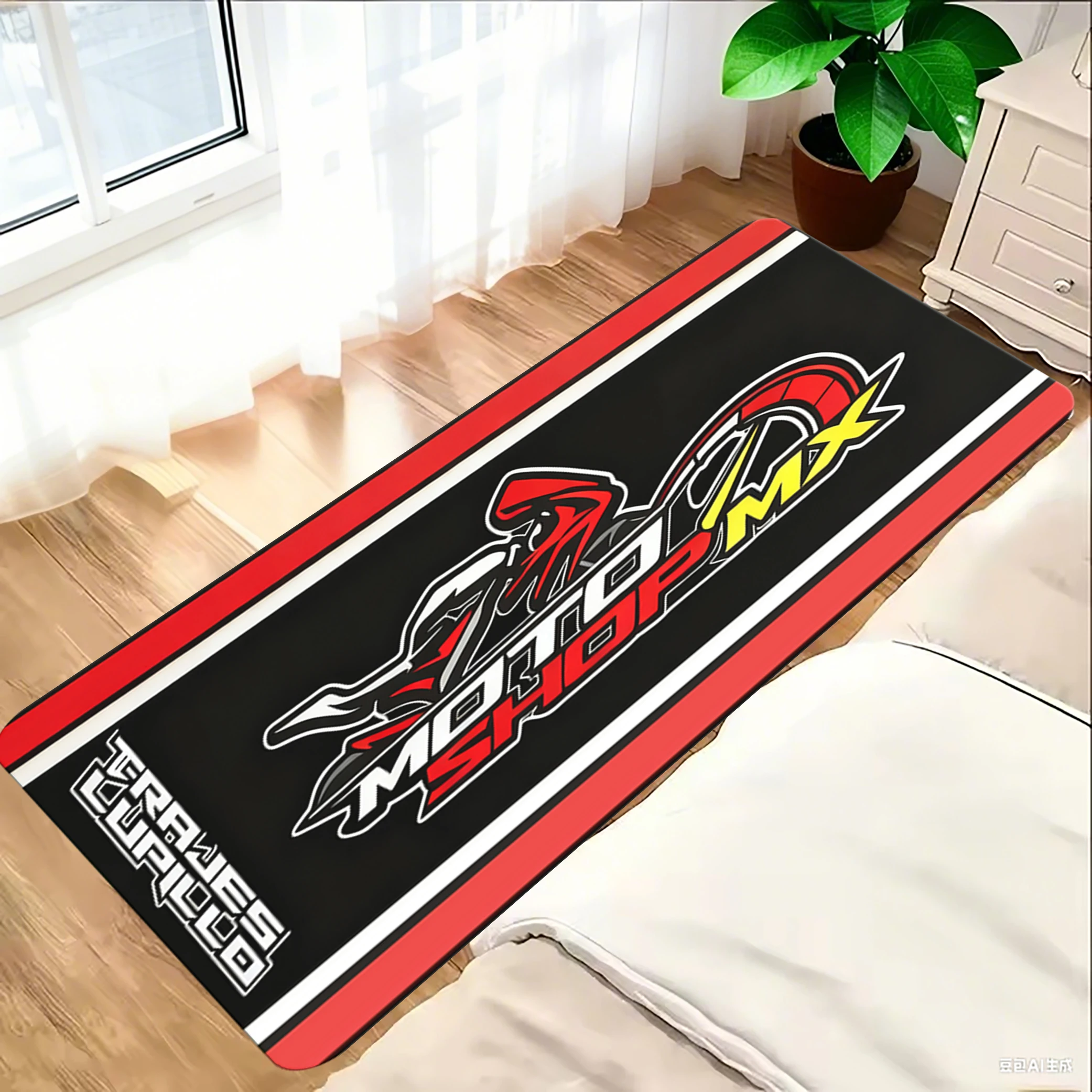 Motorcycle Race print Carpet for Living Room Decoration  Comfortable Resistant To Dirt Non-slip Rug Flannel Bedroom Floor Mat