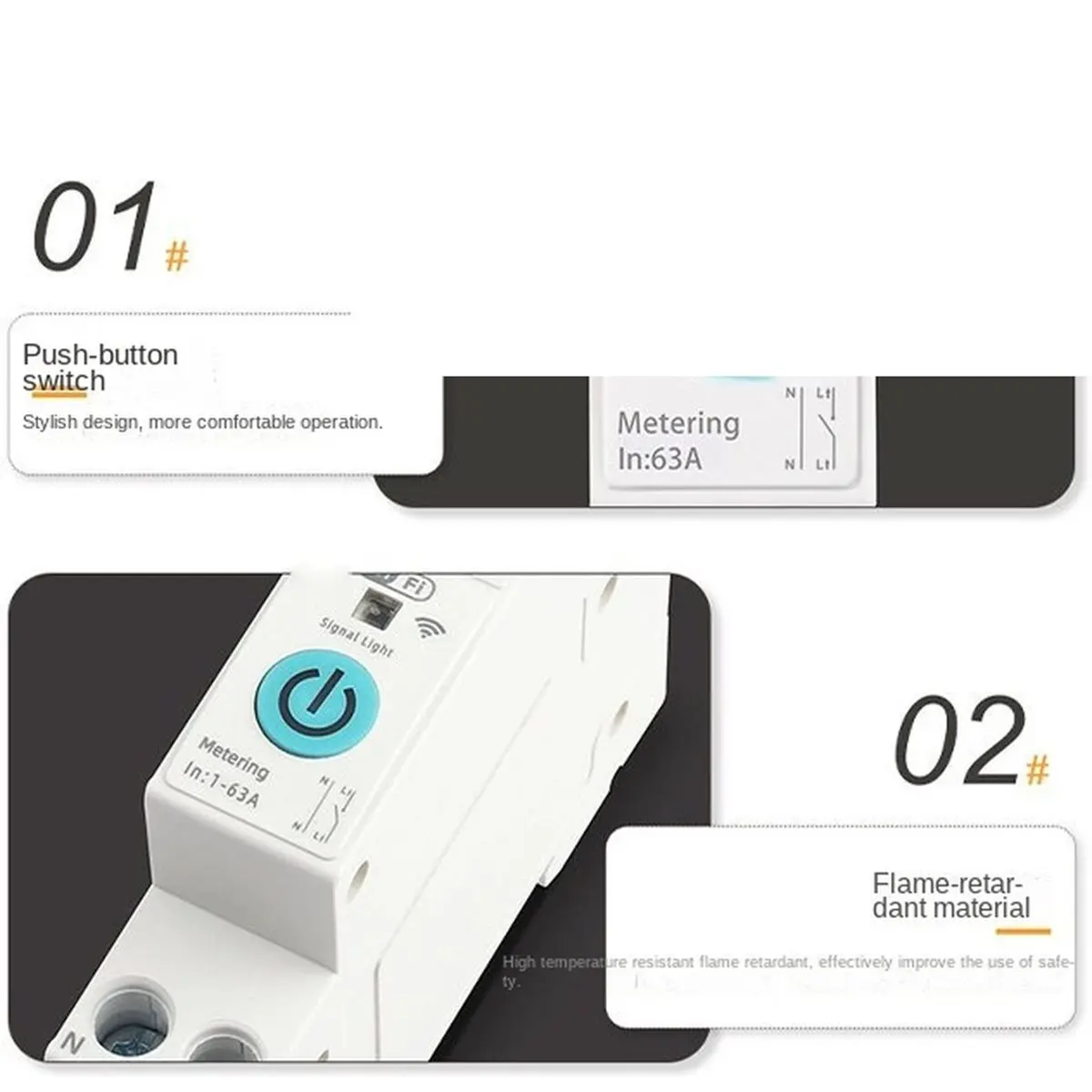 Din Rail Tuya WiFi Smart Circuit Breaker Switch 63A Leakage over/Under Voltage Protection Power Monitoring Voice Control