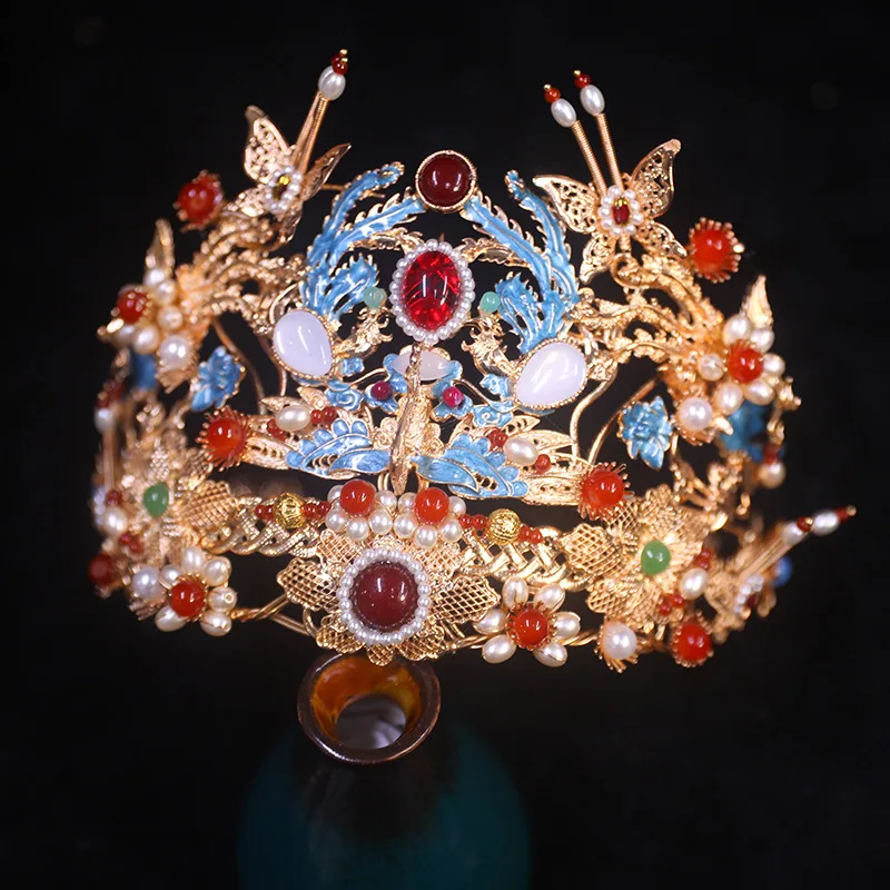Headdress for Han Chinese Clothing Hair Clasp Accessories Gorgeous All-Match Red Ming Tuinga Hairpin Fenglai Suits