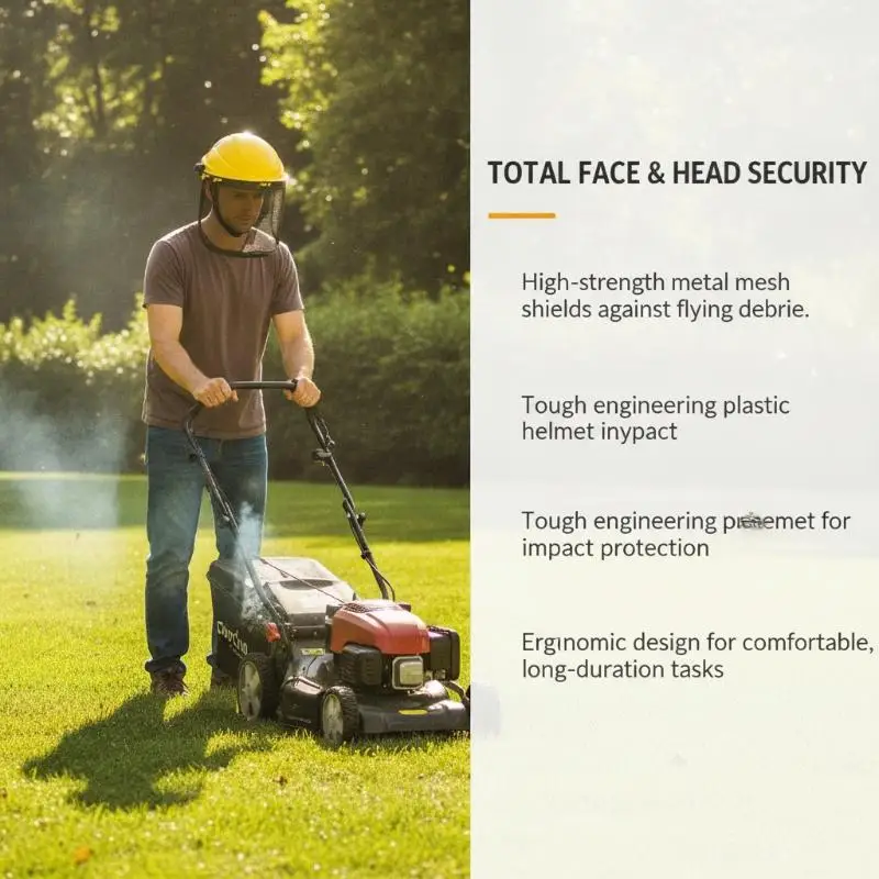 Full Face Mesh Visor Garden Grass Trimmer Helmet Hat Brush Cutter Yard Mowing Face Cover Guard