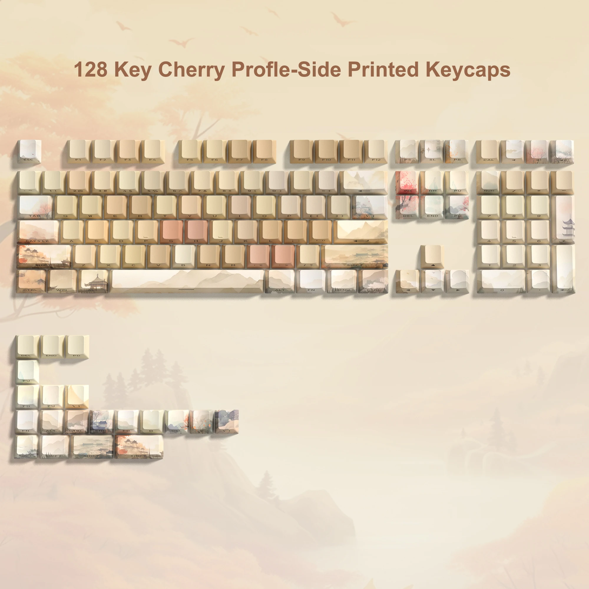 128 Keys Side Shine Through Pine PBT Keycap Cherry Profile Key caps Dye-Sub Cherry MX Switches For Gamer Mechanical Keyboard