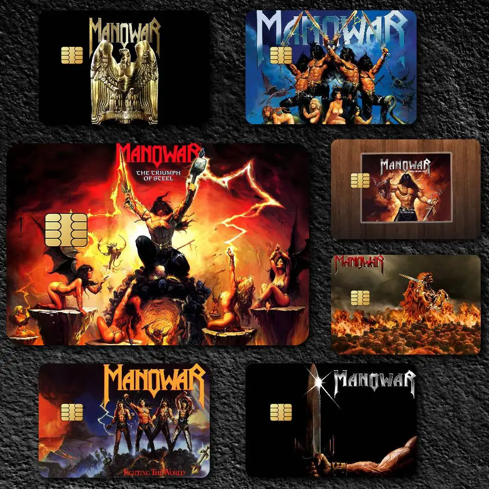 Band M-Manowars Metal Waterproof Film Skin Card Stickers Cover Credit 4PCS Debit Front Decoration Bank Bus Pass