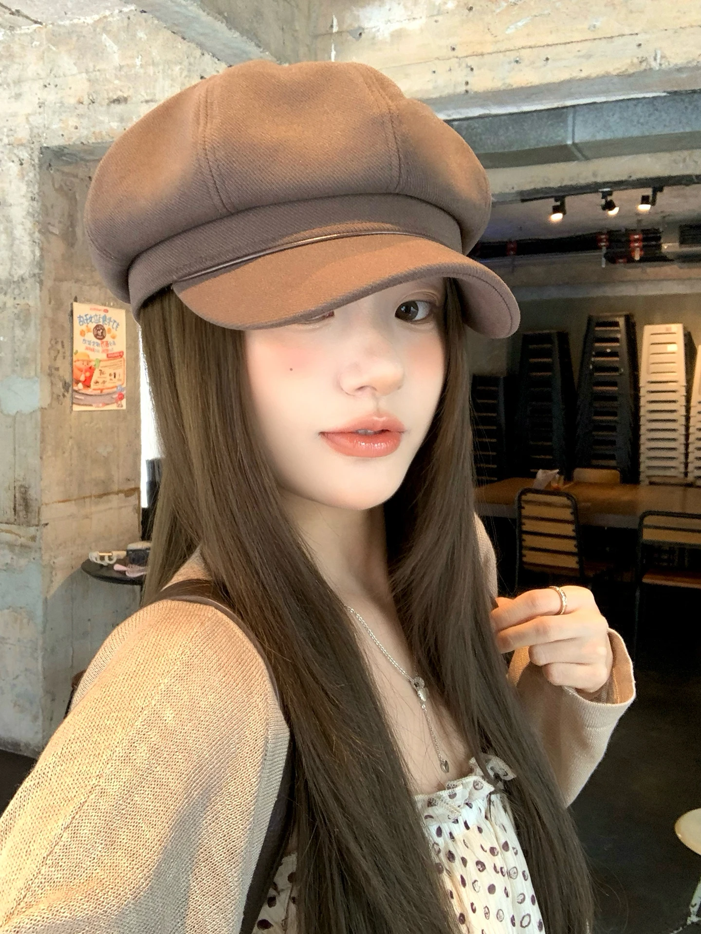 Retro Japanese Style Women's Beret Hat Early Autumn Fashionable All-Match Large Head Size Small Face Effect Newsboy Cap