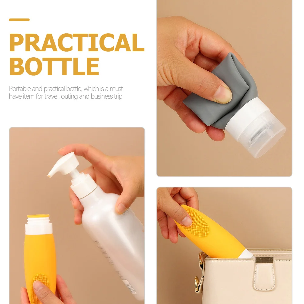 4 Uds. Botellas de silicona de viaje, contenedores de loción de tamaño para apretar, artículos de tocador, champú, cabello portátil