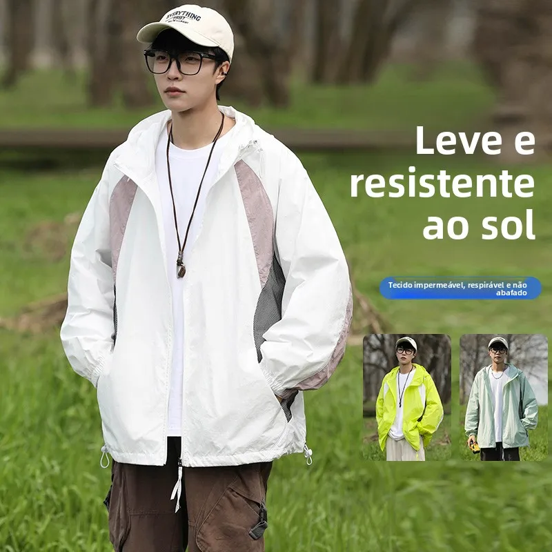 新2026メンズ軽量速乾日焼け止め服アウトドアカジュアルフィッシングスーツ高品質アイスシルク大きいサイズ夏