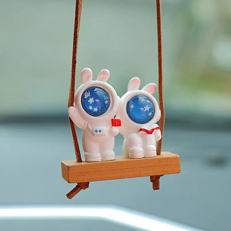 Car Rabbit Astronaut Decoration Pendant Space Rabbit Shape Decorative Tree Pendant With Lanyard Car Ornaments Car Pendant For