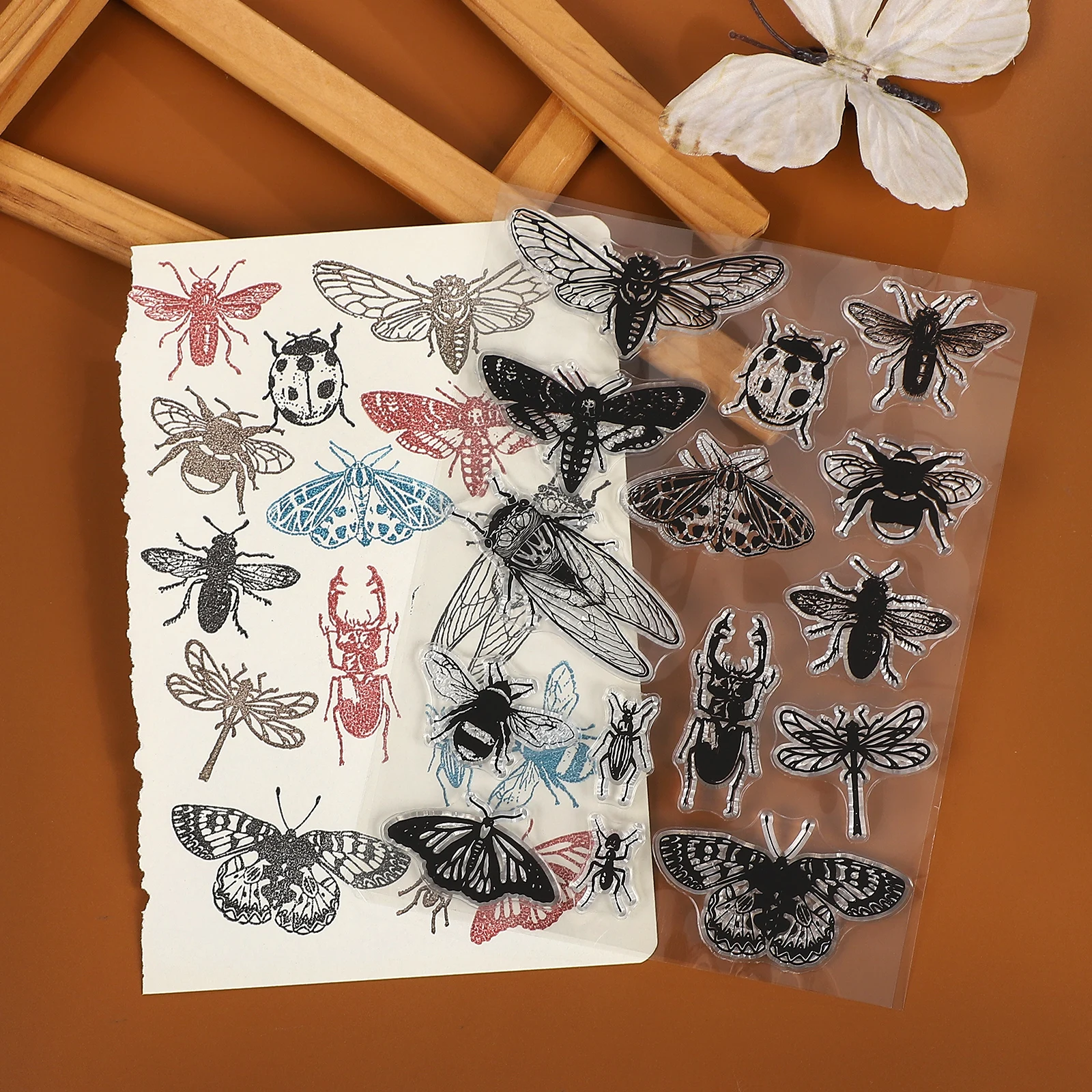 Vintage Butterfly Insect Landscape Transparent Silicone Stamp Creative DIY Journal Material Collage Stationery