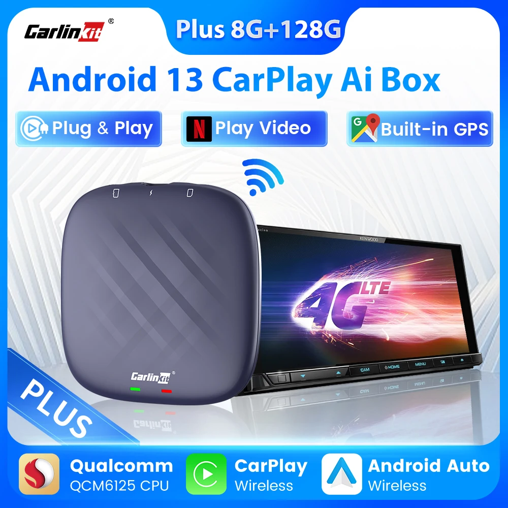 CarlinKit Android 13 PLUS CarPlay Ai Box Wireless Android Auto CarPlay QCM6125 8-Core 4G+64G 8G+128G For Car Online Video Play