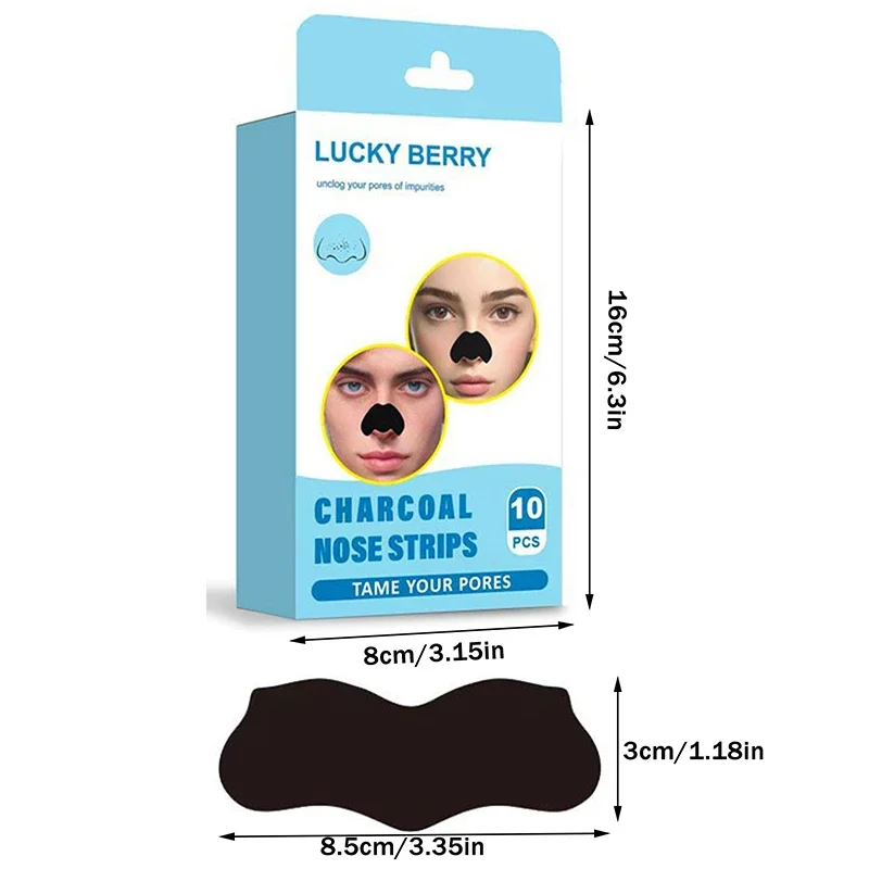 10 Stuks Bamboe Houtskool Mee-eter Verwijderen Neusmasker Diepe Reiniging Porie Acne Strips Neusverzorging Patch Gladde Huid Beauty Tool
