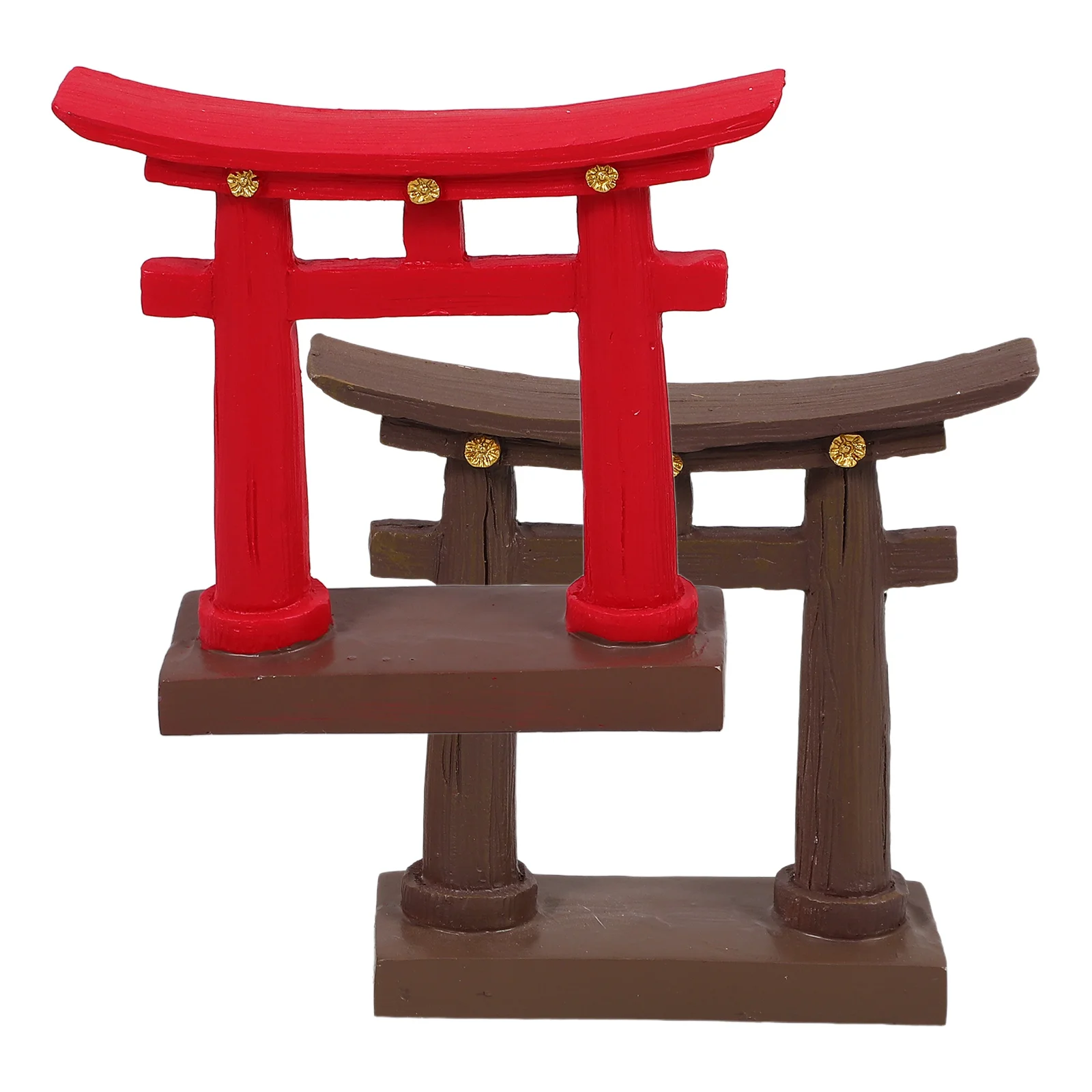 

2Pcs Miniature Japanese Gate Resin Decoration Small Garden Micro Landscape Ornament Miniature