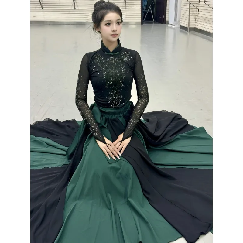 

Tibetan Dance Costume Female Big Skirt Mongolian Dance Performance Costume Minority Classroom Training Practice Half Skirt