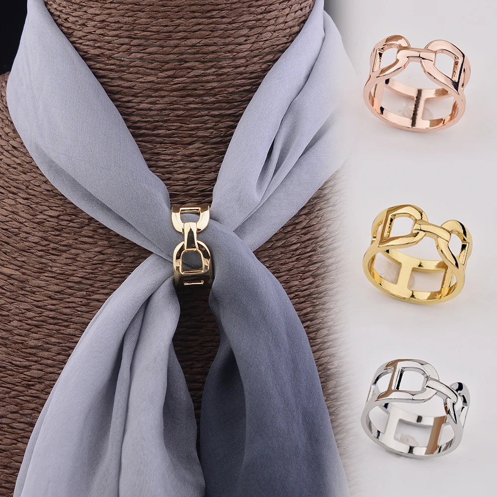 

1pc Smooth Ring Scarf Buckle, Multi-functional Scarf Holder, T-shirt Knot Clip,Coat Strap Buckle, Universal Clothing Accessory