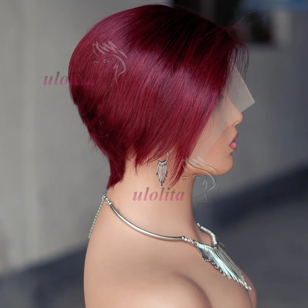 99JPixie Cut 13x4 Transparente Lace-Front-Perücken für Frauen, kurze Bob-Perücke, Inidan, vorgezupfte Lace-Frontal-Perücke aus Echthaar, 200 Dichte – Detail 7