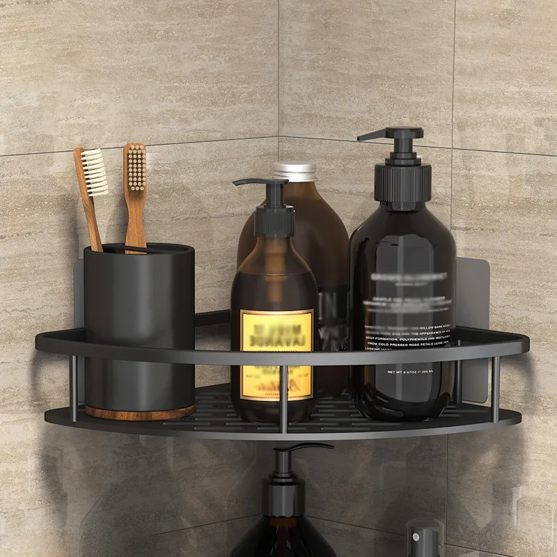 Badkamer Opslagrek Geen Boor Planken Muur Mount Hoek Douchehouder Voor WC Shampoo Organizer Badkamer Accessoires