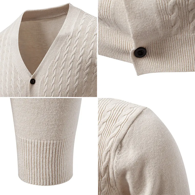 

Vm Men's Knitted Sweater Cardigan Autumn 2025 Faion Trend Cotton Blend Long Sve V-Ne Comfortable Breathable